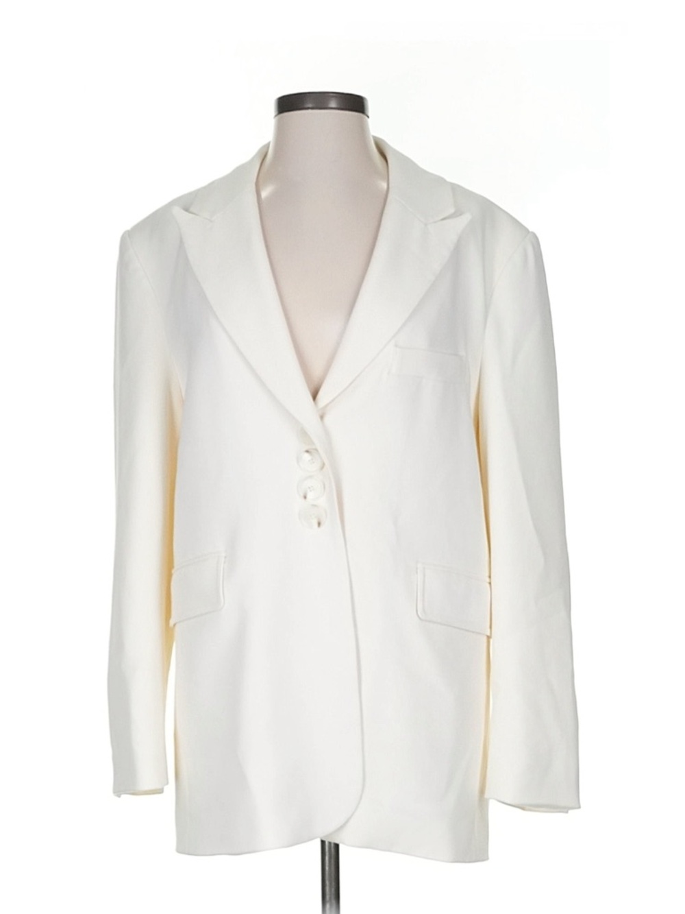 DISSH Women's White Single-Breasted Blazer with Notch Lapel